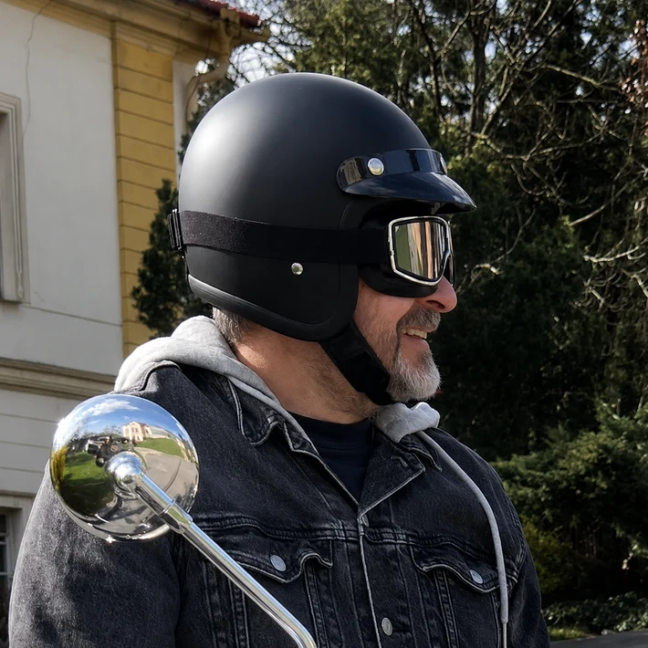RetroRide™ – Vintage Open Face 3/4 Helmet for Motorbike Riders