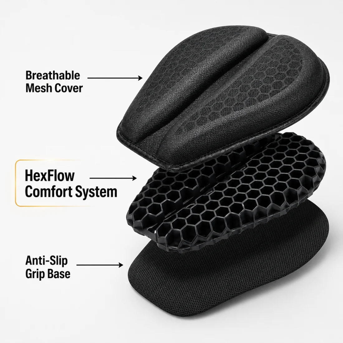 MotoComfort 3D™ – Gel Seat Cushion for Motorbikes