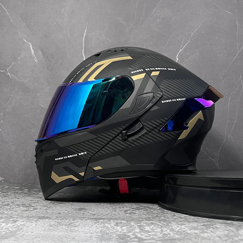 MotoShield™ Flip-Up Pro — Full Face Motorcycle Helmet with Dual Visor