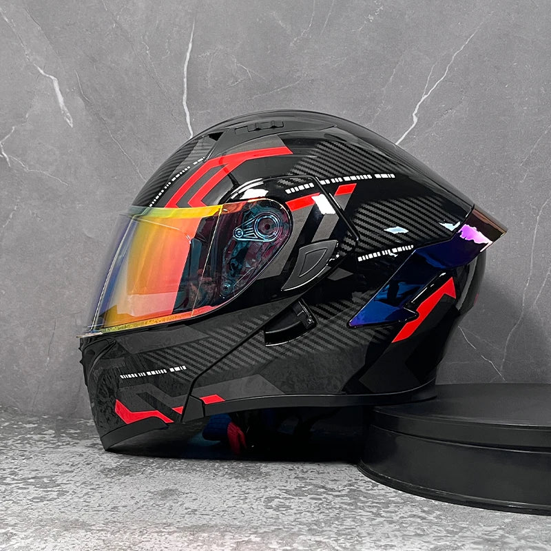 MotoShield™ Flip-Up Pro — Full Face Motorcycle Helmet with Dual Visor
